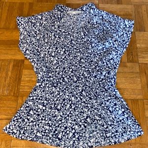 Navy and white peplum top
